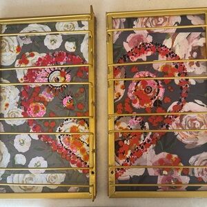 Pair of Floral Heart Canvas Panels with Gold Frames
